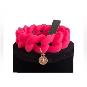 Marc Jacobs Vibrant Pink Chain Rubber Bracelet